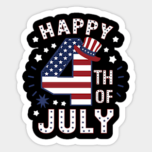 Happy 4th Of July Patriotic American USA Flag Sticker